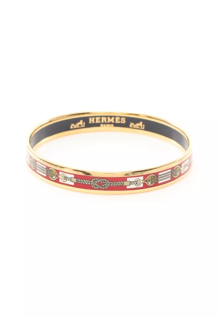Buy Herm s Pre loved Herm s bangle GP Cloisonne gold Red