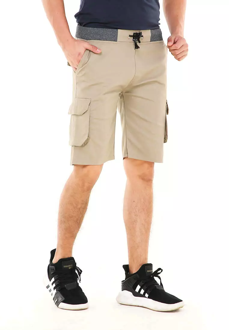 Rishham Celana Pendek Cargo Pria Button Pockets Sporty Short Pants Material Cotton ORIGINAL