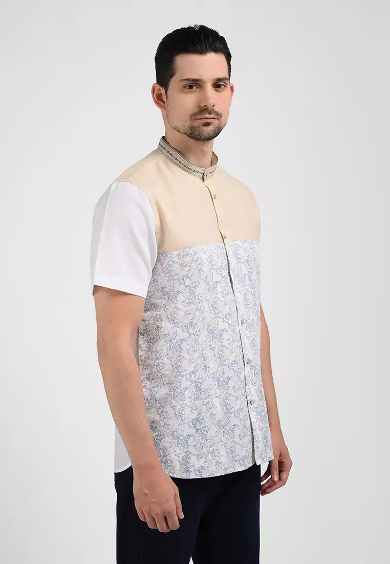 MOC Kemeja Koko Lengan Pendek Pria RAKHARO-WHITE
