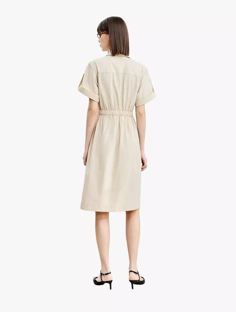 LILY Daily Commuting Basic Versatile Shirt Dress - Brown