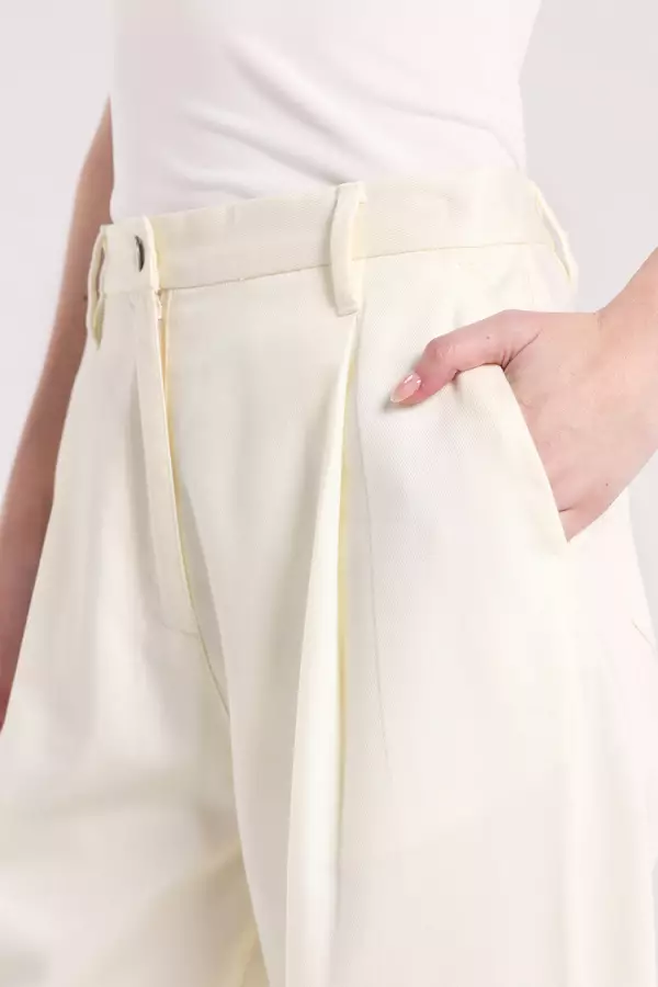 MINIMAL - Ludwig - Celana Lurus Lipit - White Warna White