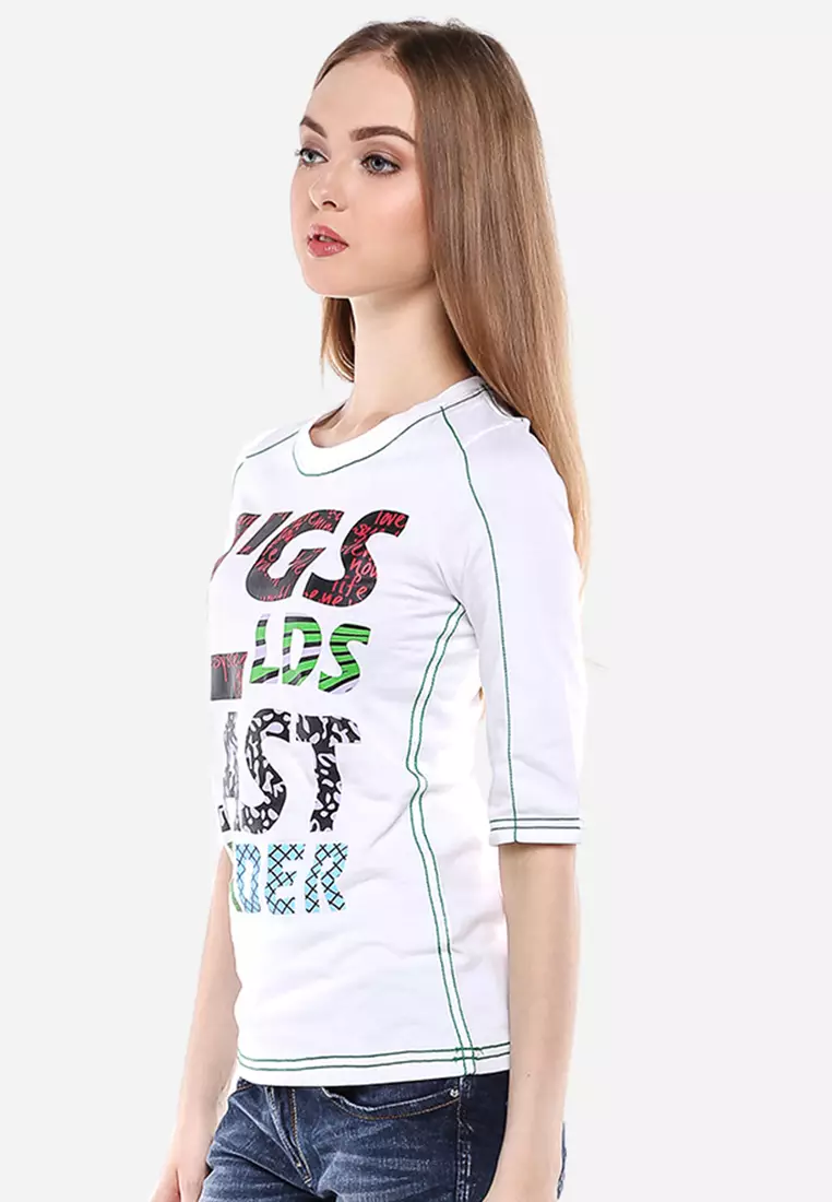 LGS - Slim Fit - Kaos Wanita - Putih - Gambar Logo
