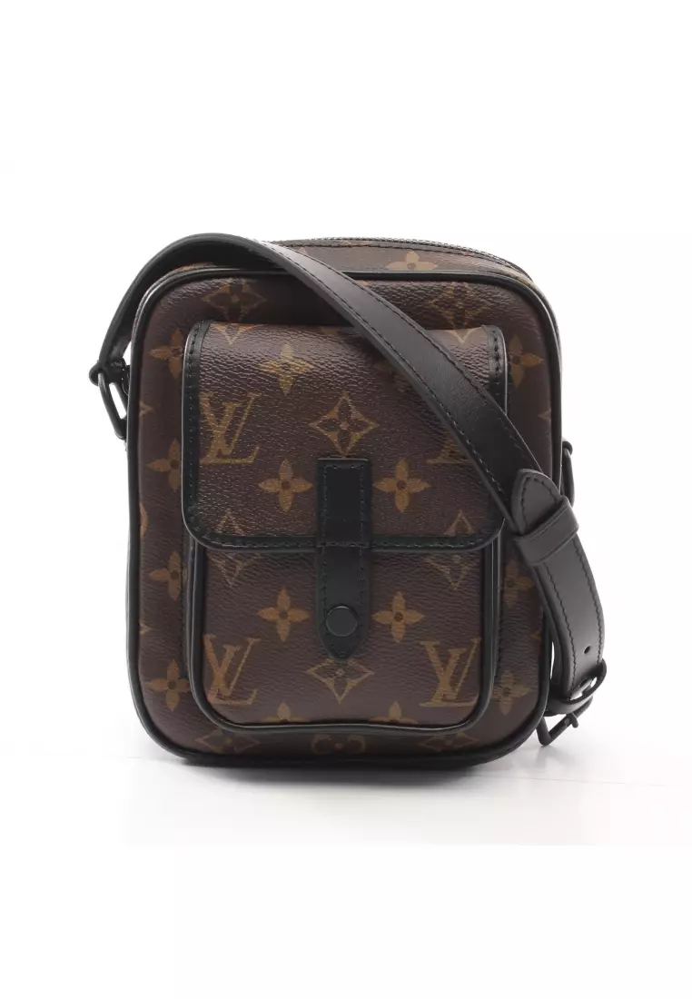Unisex Pre-Owned Authenticated Louis Vuitton Monogram Macassar Christopher  Wearable Wallet Canvas Brown Crossbody Bag 