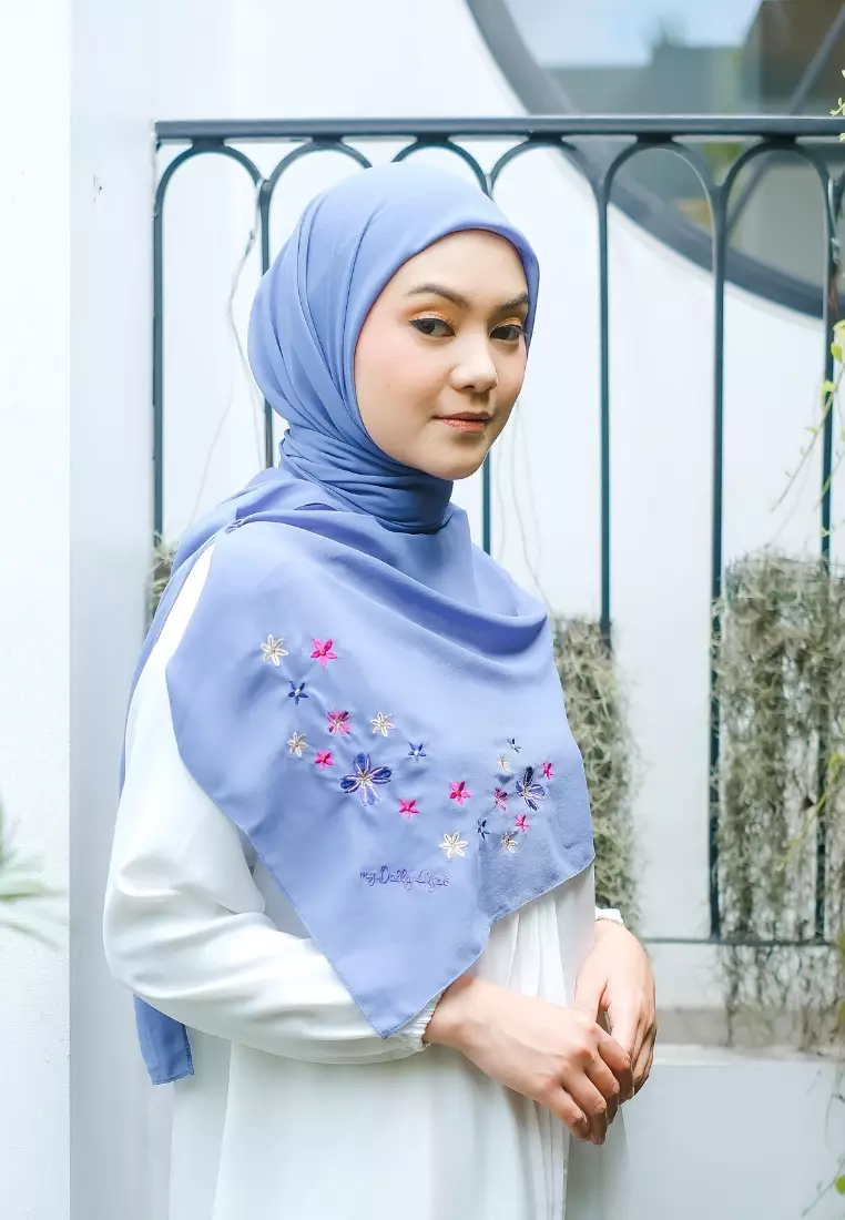 Hijab S4 Azzura Embroidery Soft Denim