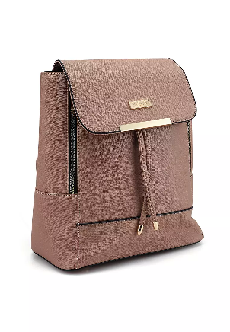 Saffiano Backpack With Flap Over