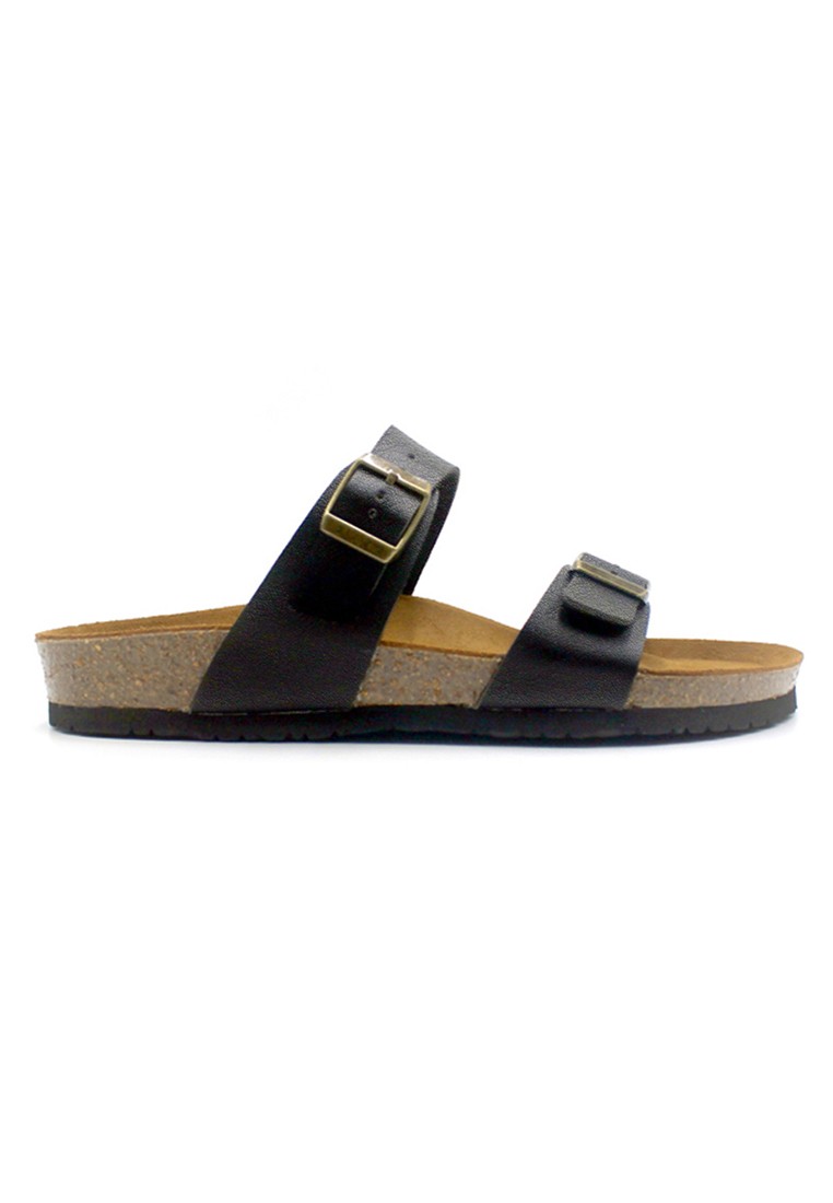 Glasgow - Black Leather Sandals & Flip Flops