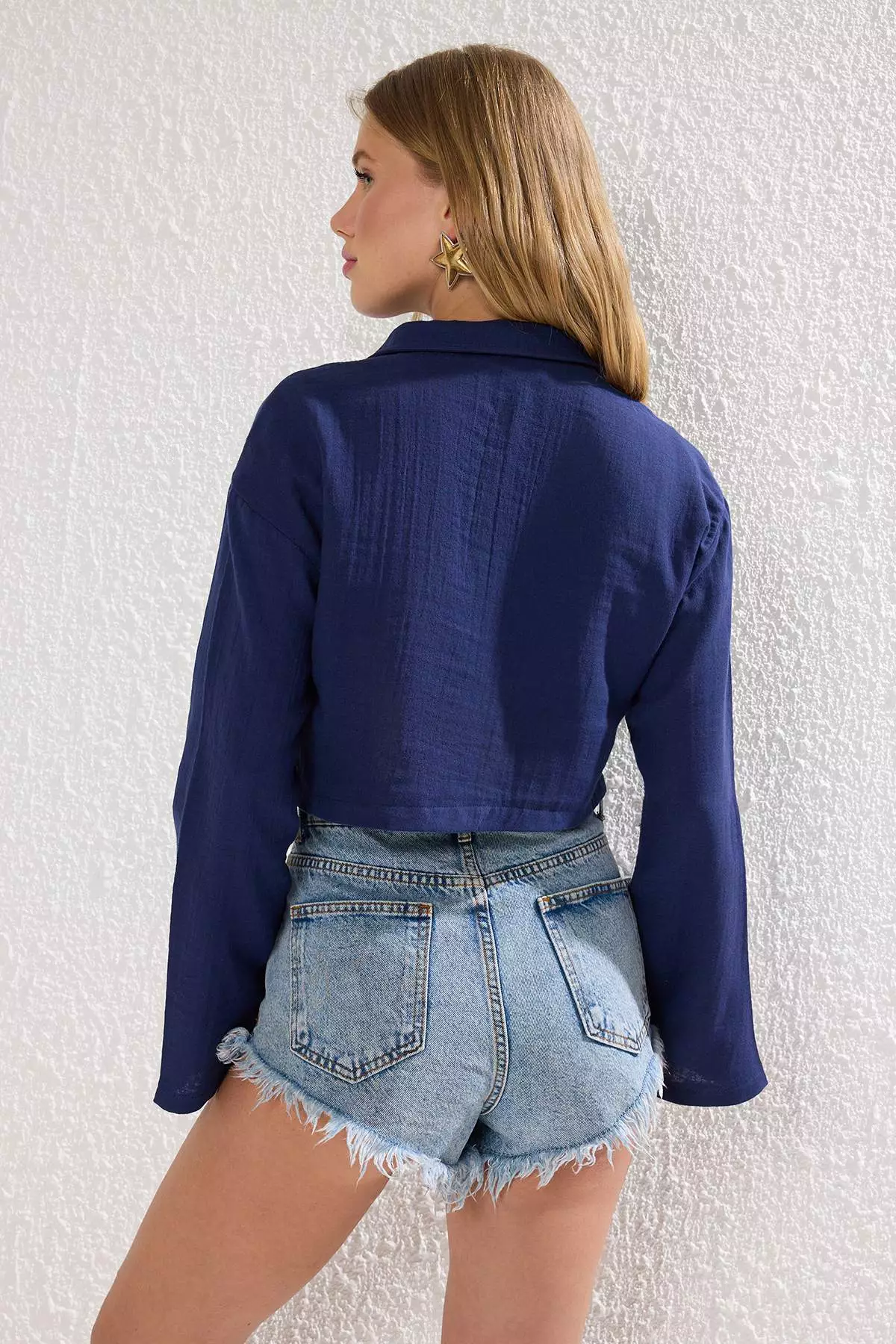 Dark Navy Muslin Beach Shirt