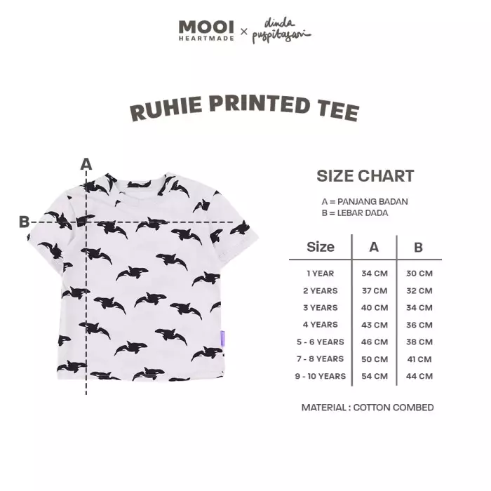 Mooi X Dinda Puspitasari Kaos Anak Laki - Laki Ruhie Printed Tee - Navy Blue