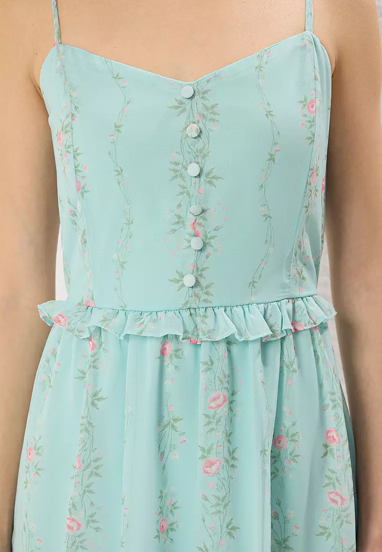 Mint Floral Skirt Opening from Waist Short / Mini Woven Dress TWOSS23EL01782