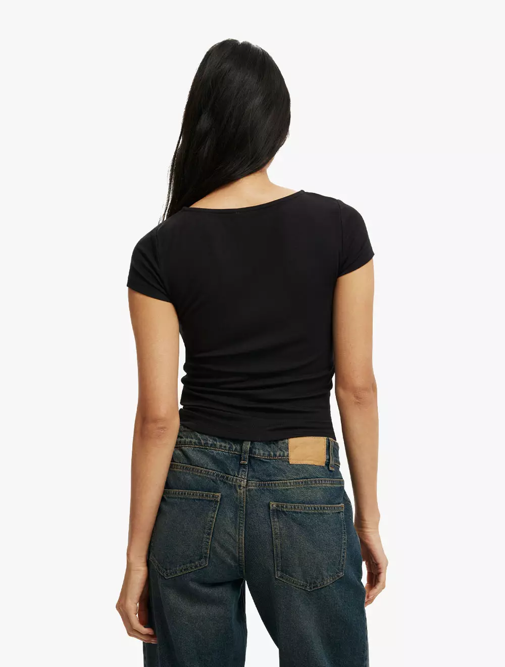 Cotton On - Atasan - Sunday Boat Neck Short Sleeve Top - Black