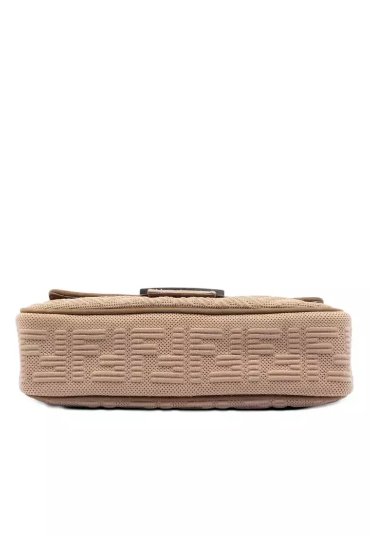 Pre-Loved Fendi Zucca Embossed Technical Fabric Chain Midi Baguette