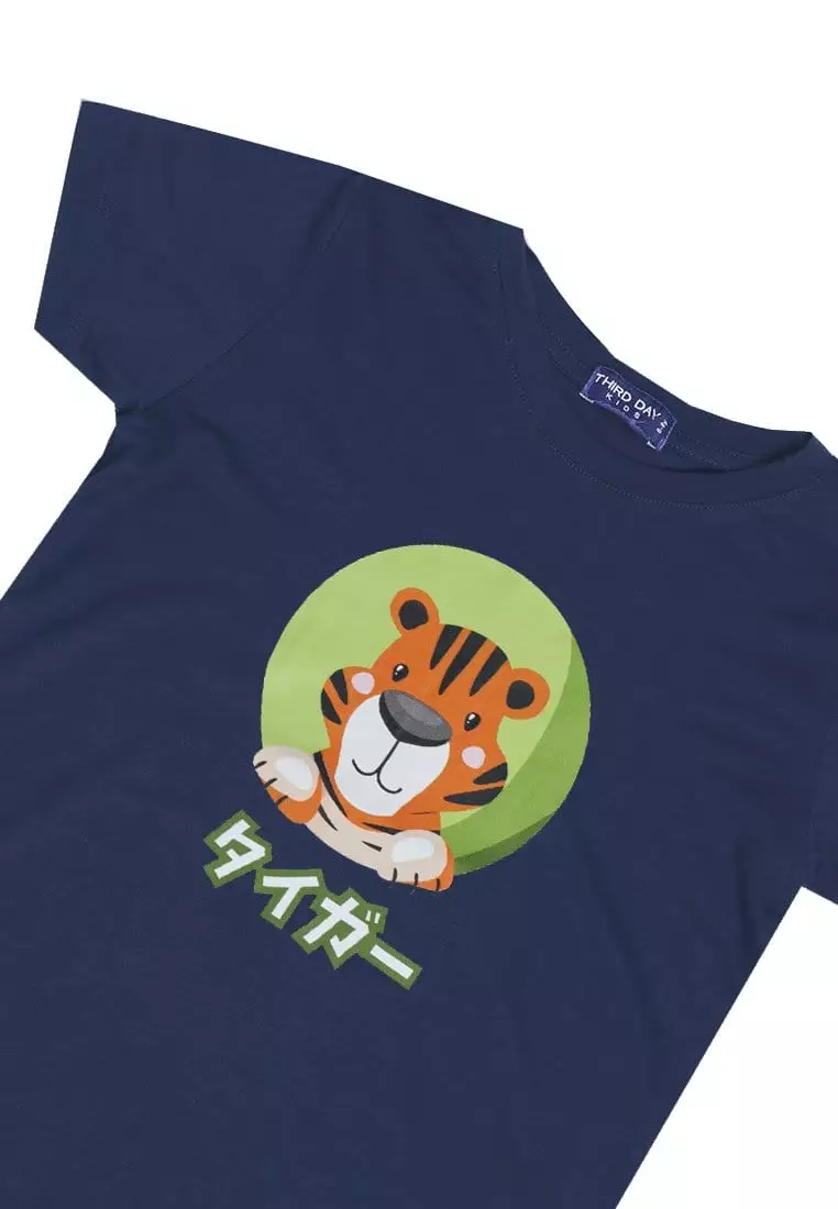 KU020 kaos anak harimau katakana macan navy