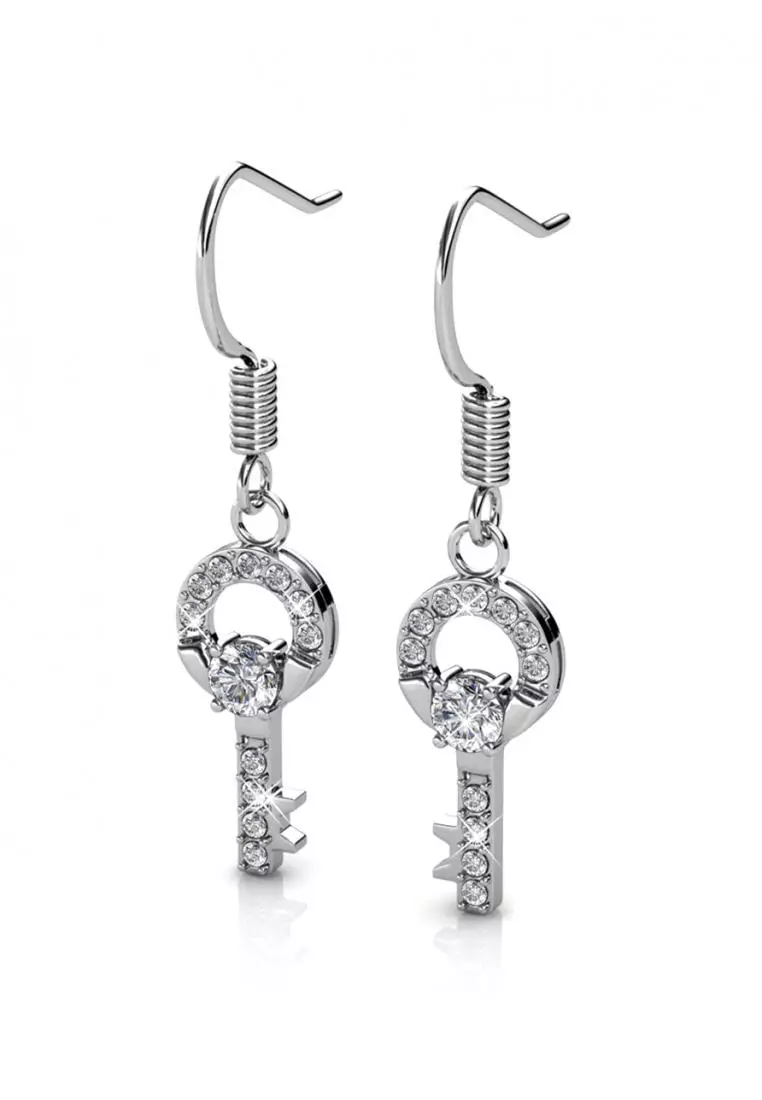 Camilla Key Earring WG - Anting Crystal Swarovski by Her Jewellery