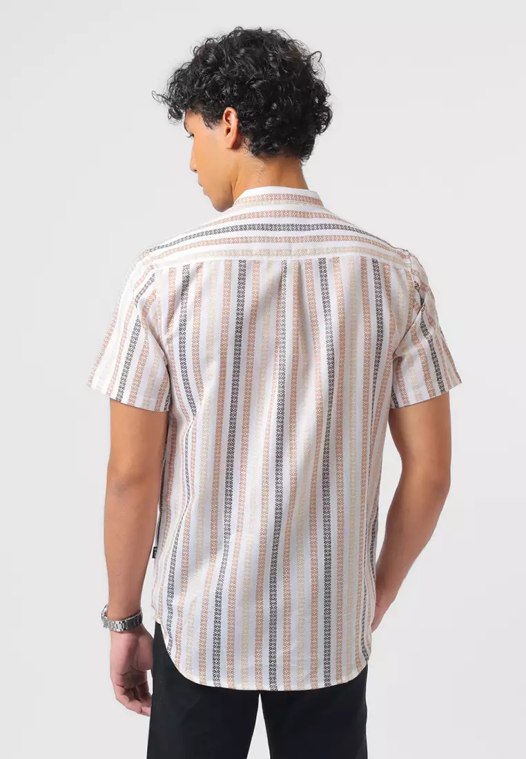 Kemeja Koko Pria Lengan Pendek ALWI BEIGE Baju Muslim Pria