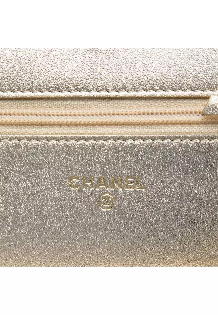 Pre-Loved Chanel Cc Satin Diamond Stitch Wallet On Chain