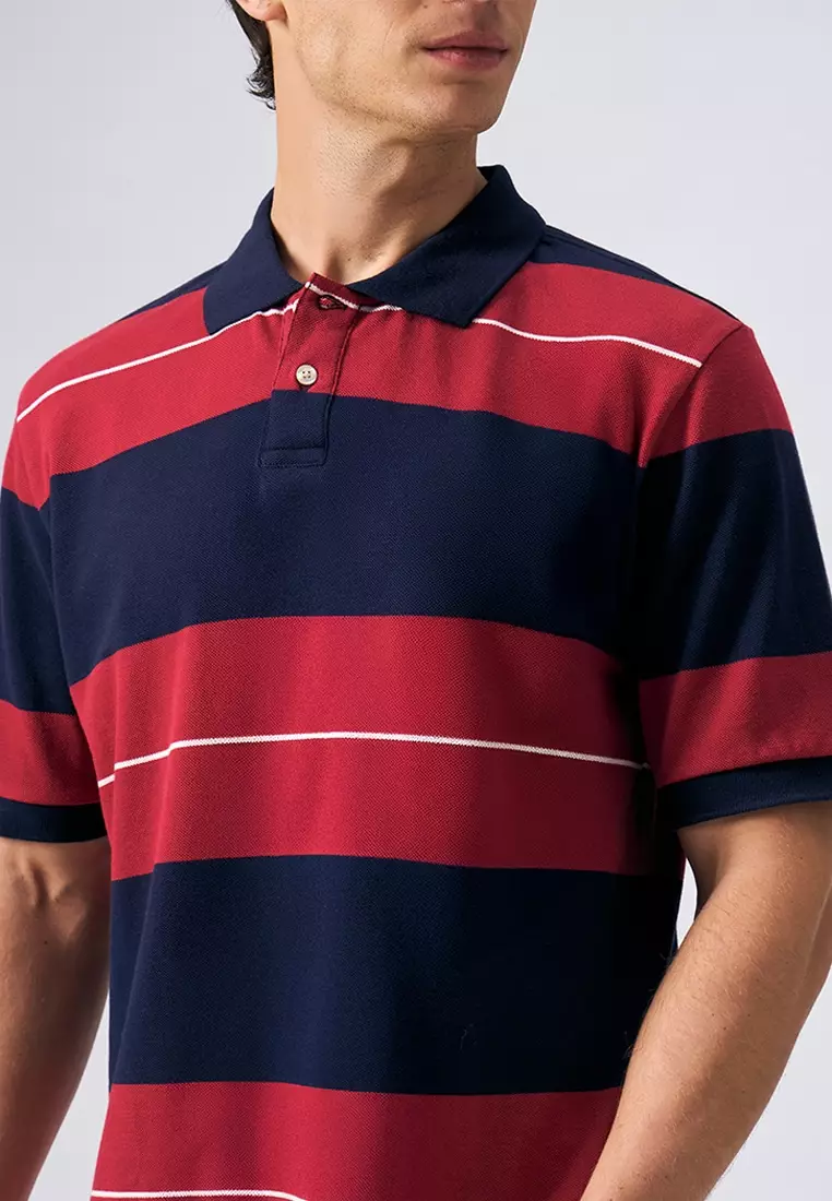 Striped Pique Polo
