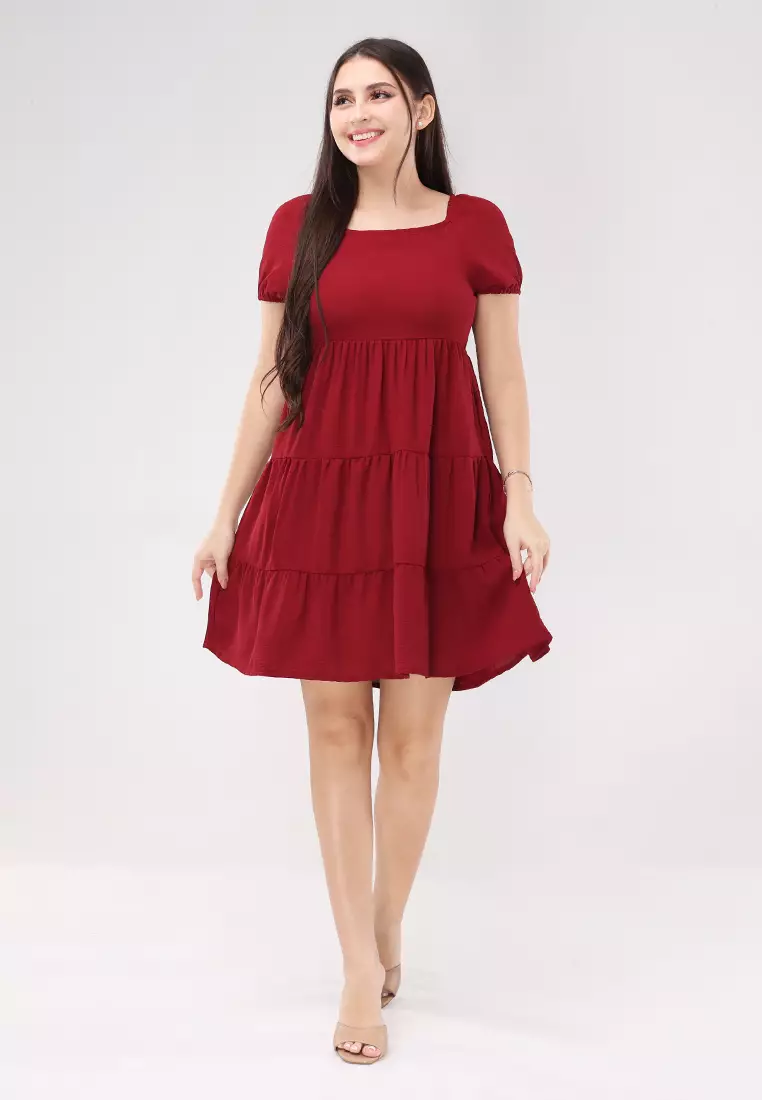 Linen Wrinkles Woven Short Sleeves Dress