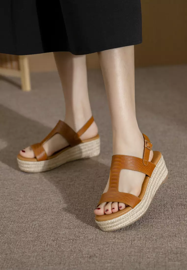 Texture Strap Wedge Espadrilles ALM3035-4