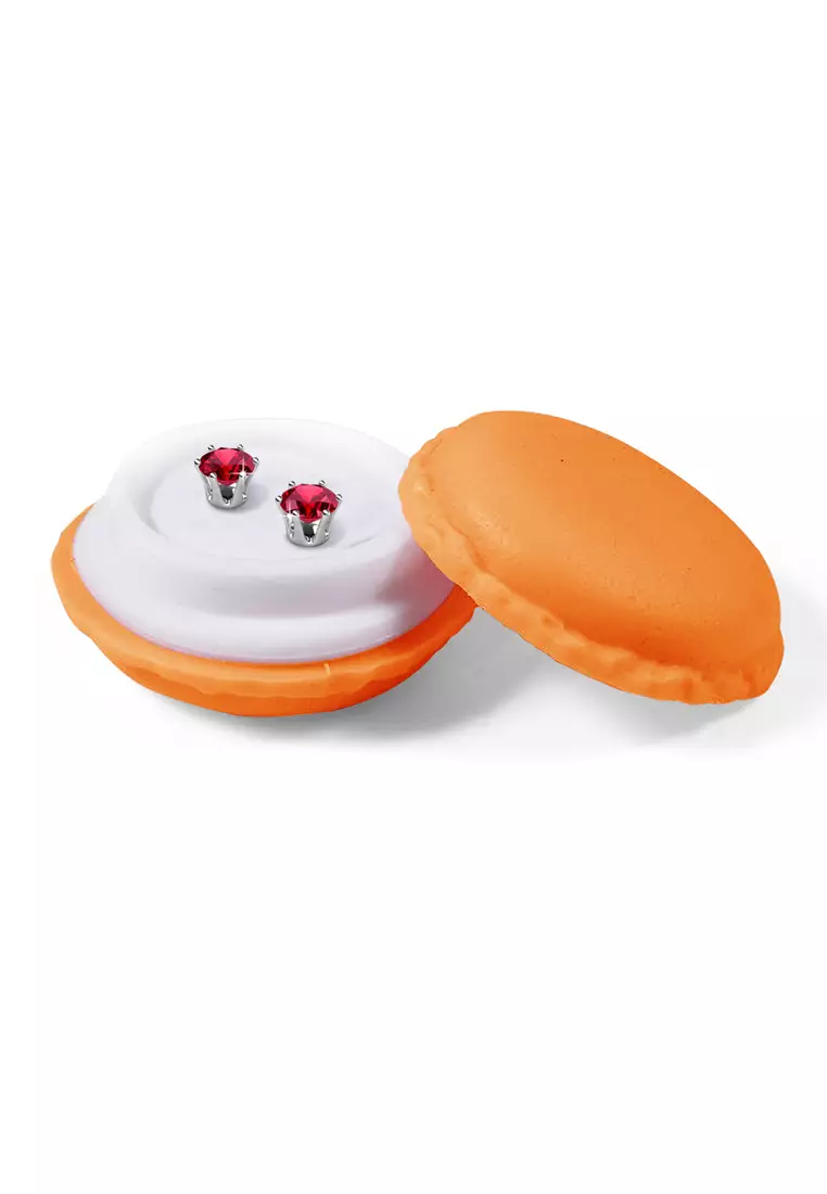 Birth Stone Earring July Ruby WG - Anting Crystal Swarovski by Her Jewellery