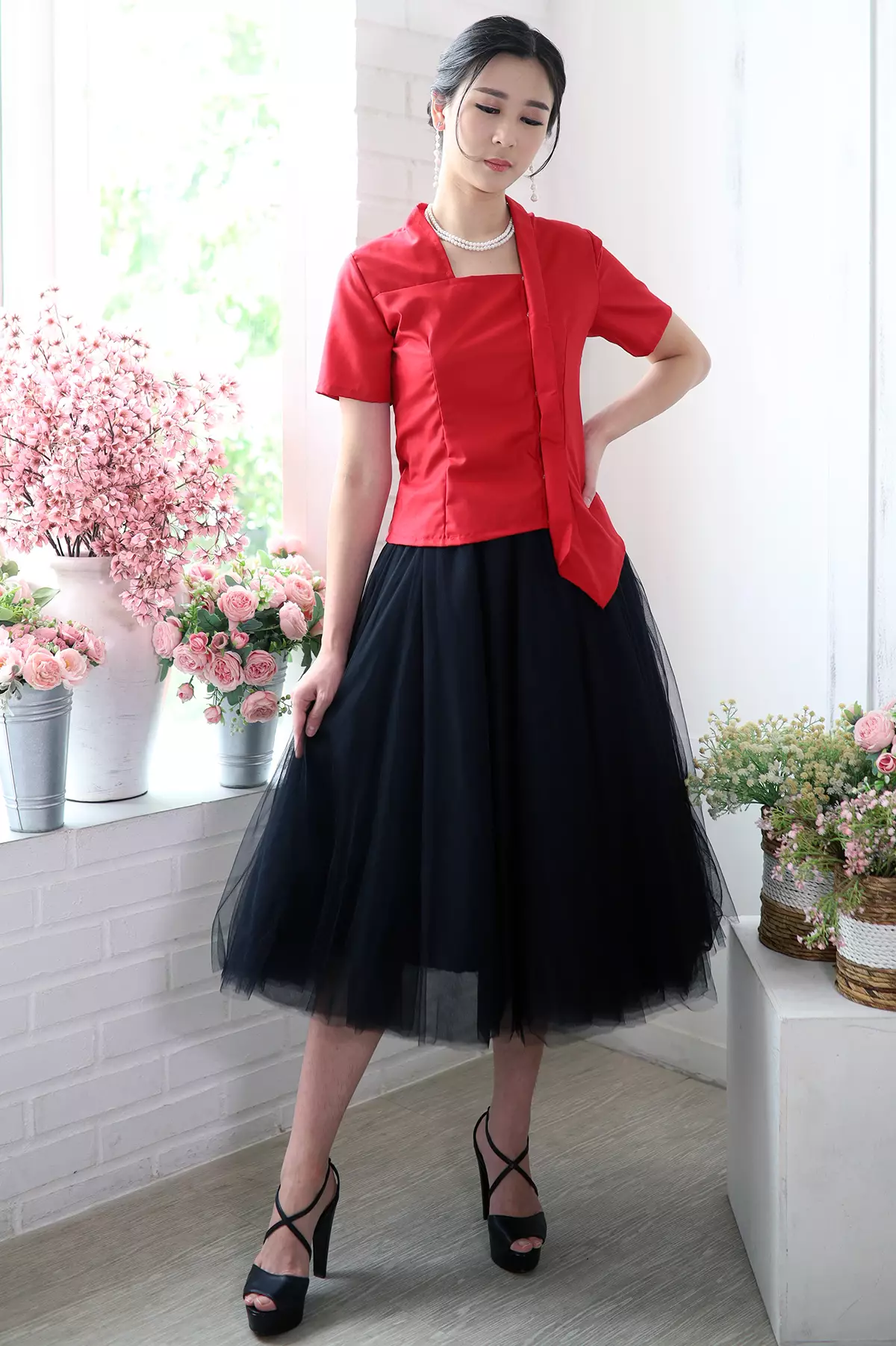 Katarina Red Cotton Kebaya