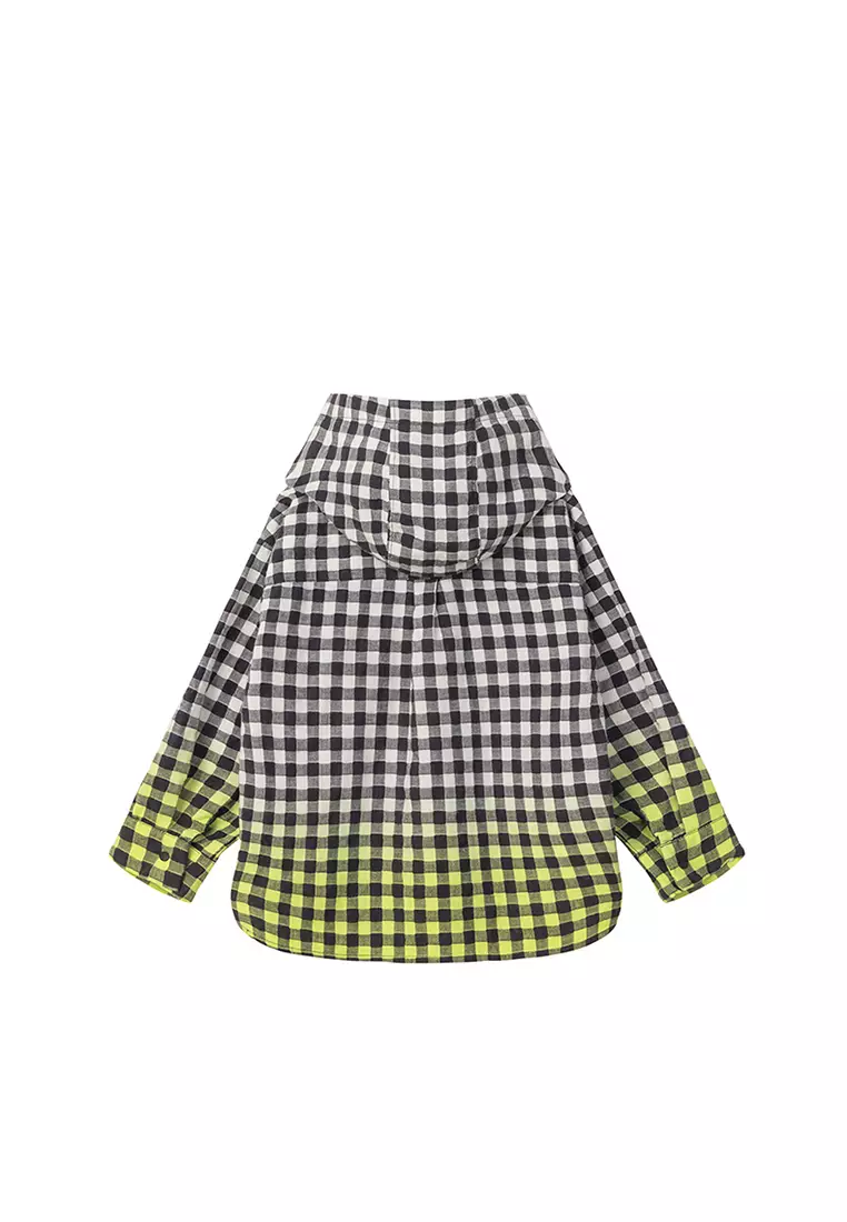 Checkered Long Sleeve Shirt With Hoodie