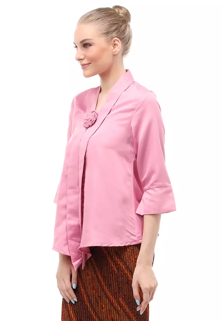 Elvia Kebaya Atasan Wanita Lengan Panjang Design Casual - Dusty Pink