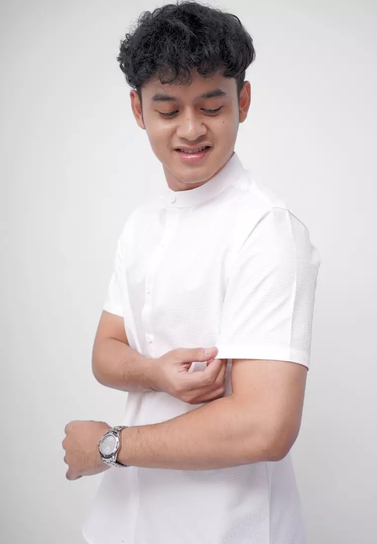 Ryusei Kemeja Kerah Koko Lengan Pendek Seijiro White