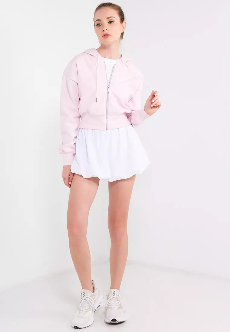 Plush Essential Cropped Zip Through Hoodie