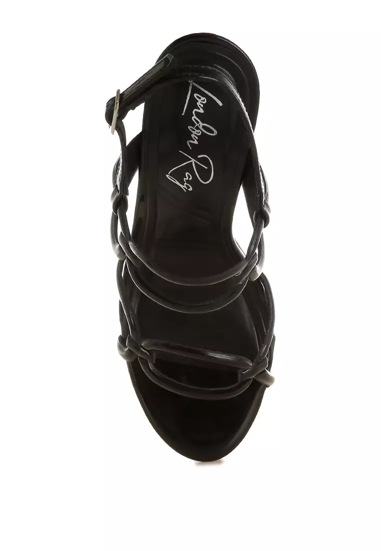 Black Cut Out Chain Sandals