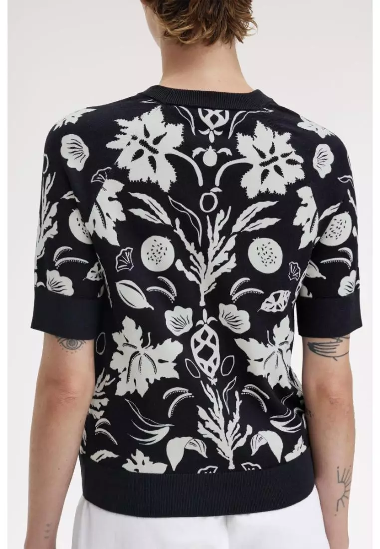 Fred Perry SK9115 Printed Knitted Top (Black)