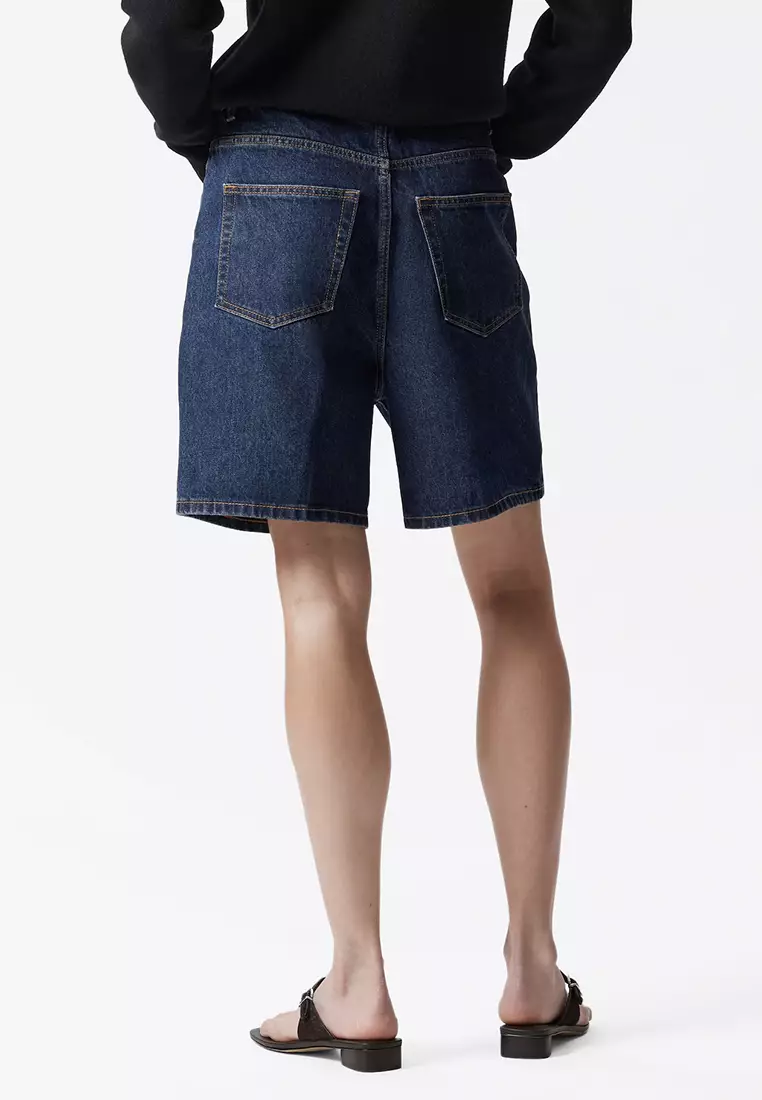 Wide-Leg Denim Shorts