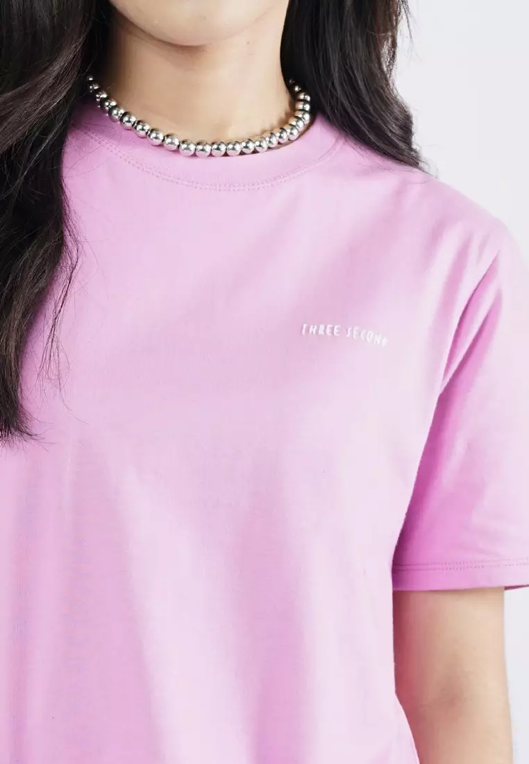 3Second Women's Basic T-Shirt Short Sleeve Regular Fit Cotton Logo Script 1 OL-C010925