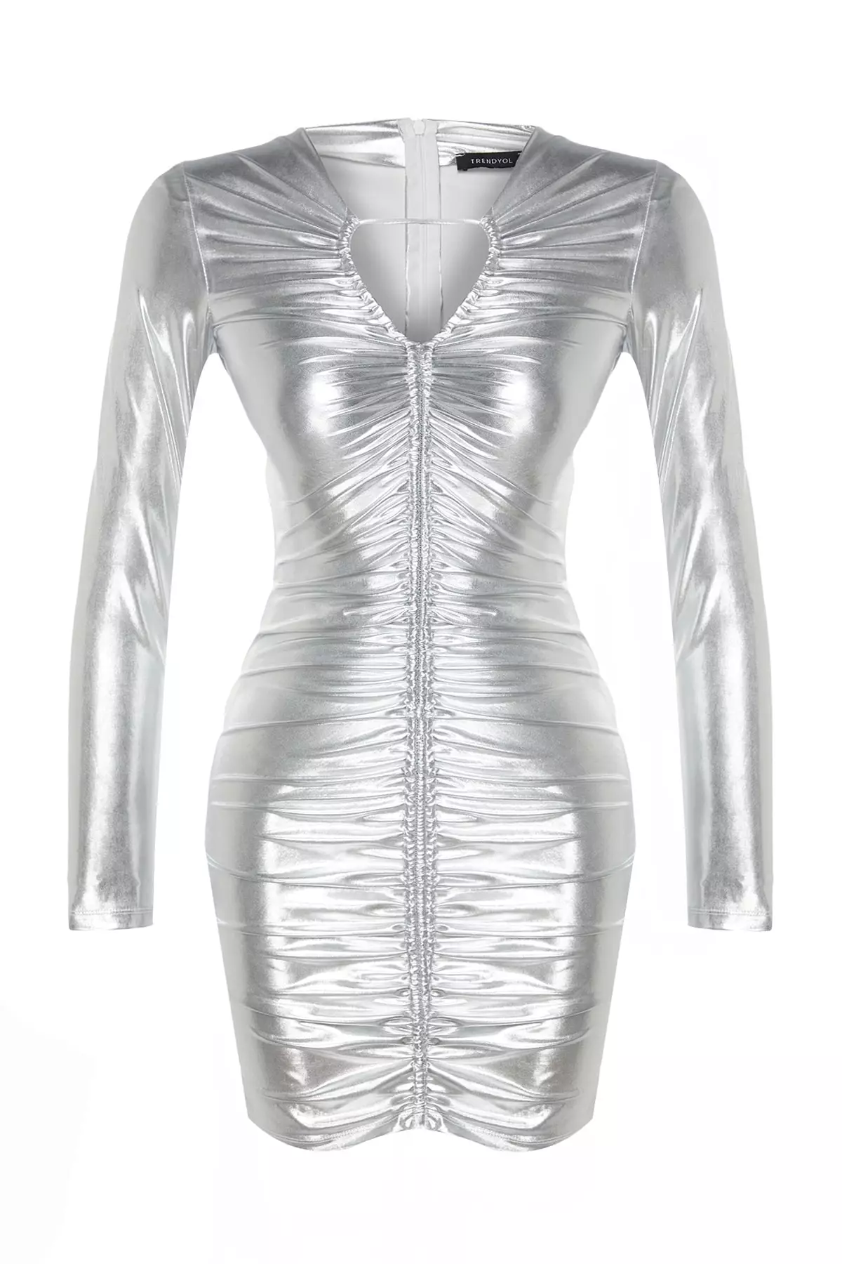 White and silver deals long sleeve dress