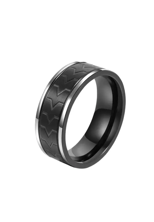 Men's Multi-Color Tire Pattern Titanium Steel Creative Ring