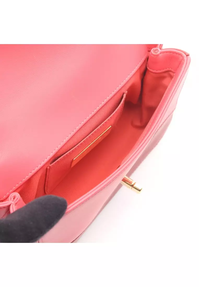 Pre-Loved Chanel matelasse chain shoulder bag leather Red multicolor gold hardware