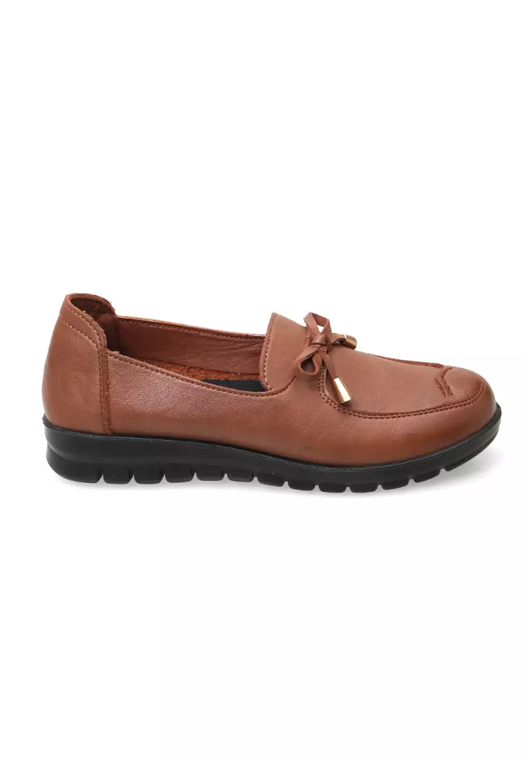 Flat Loafers Sepatu Kerja Wanita Casual Fashion High Quality - Brown