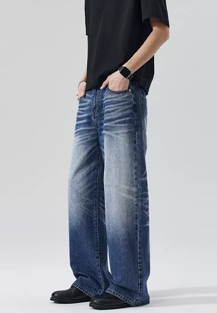 Cat Whisker Loose Straight Jeans LK-K6110