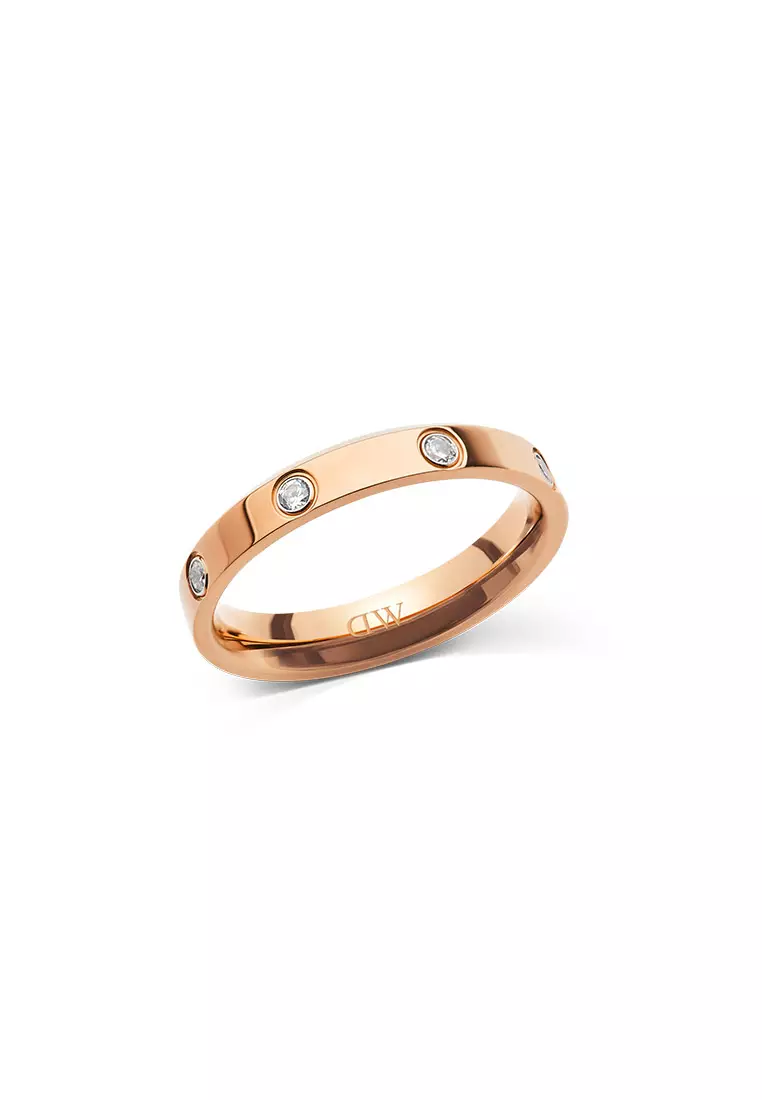 Classic Lumine 4.0mm Ring Rose Gold Unisex Ring for women and men stainless steel crystal Ring DW Official Authentic Original