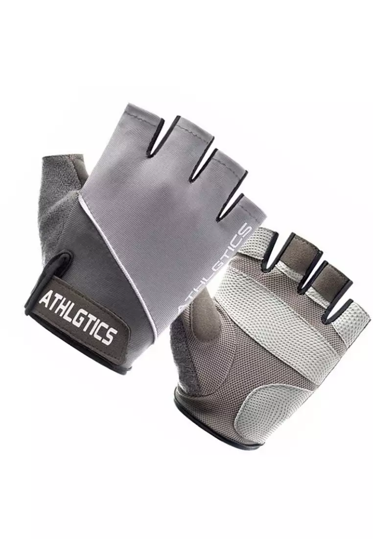 Decs Sarung Tangan Gloves Sport Olahraga Design Half Finger Anti Slip Material Velcro ORIGINAL - Grey