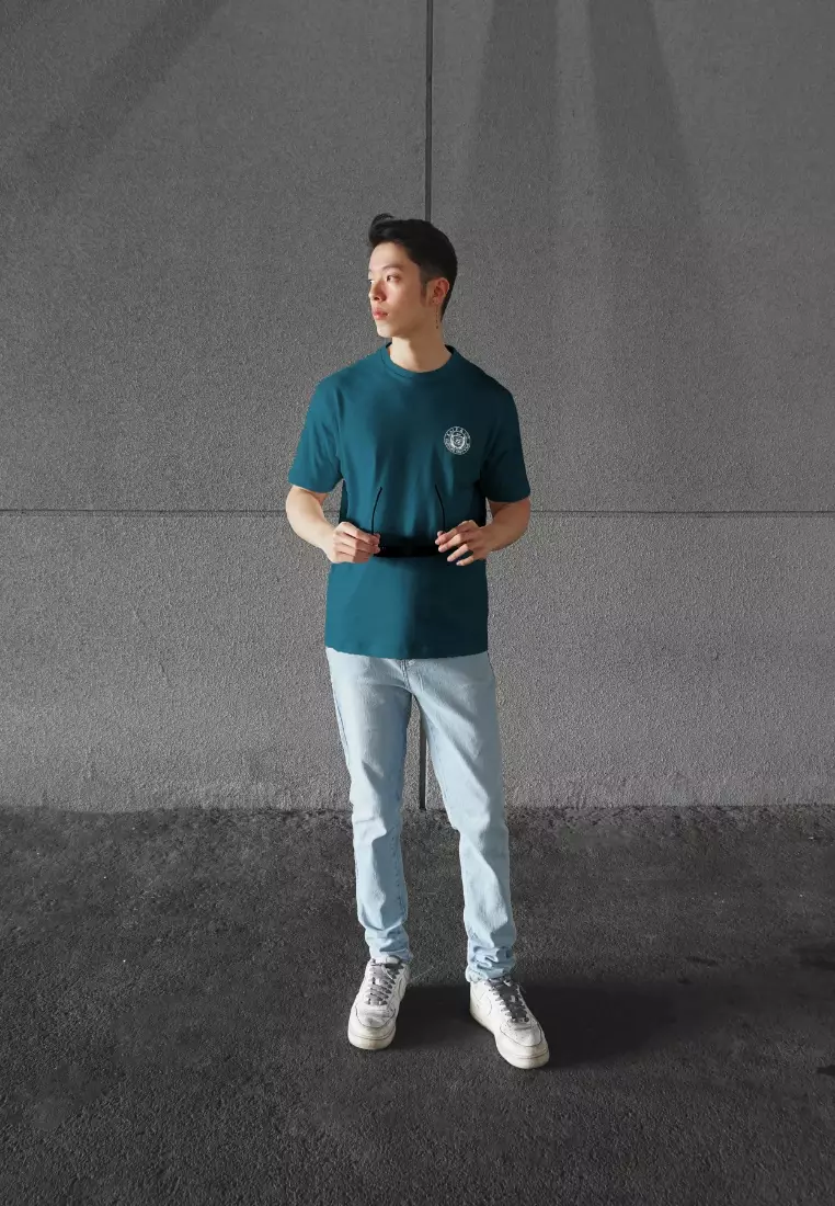 Kale Evan Dark Tosca / Cotton Cloudy / Kaos Boxy Fit / Kaos Korea / Atasan Kaos Pria / Kaos Basic Pria