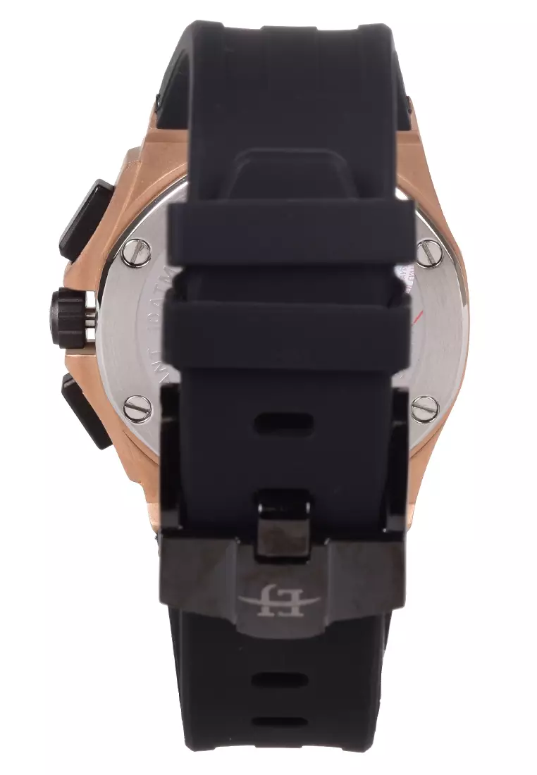 Evans Jayden Jam Tangan Chronograph Pria - Rosegold Black Rubber Strap - EJ-9560