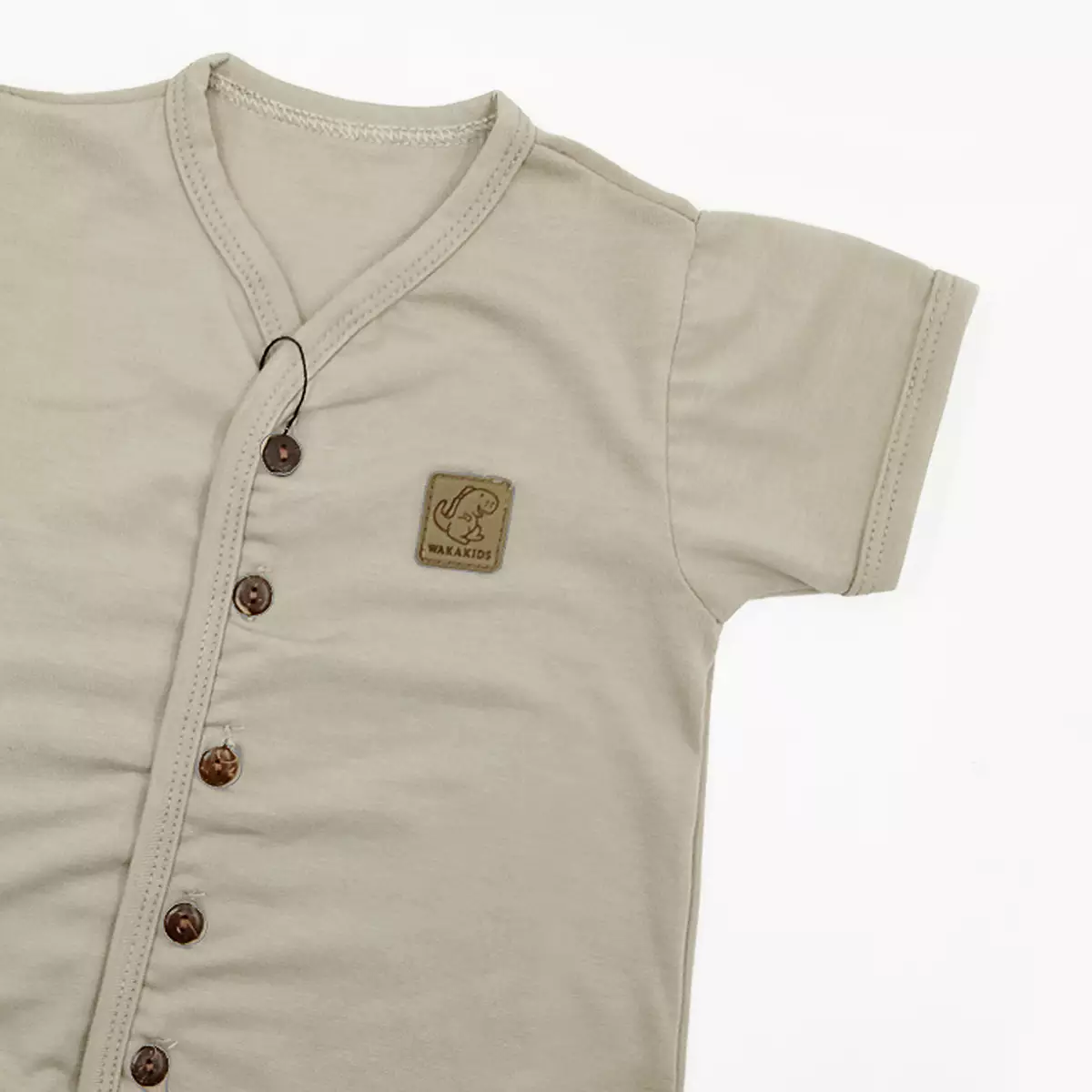 Wakakids Setelan Bayi Anak Baju Oblong Pendek Kancing Depan Celana Pendek Basic 3917 Khaki