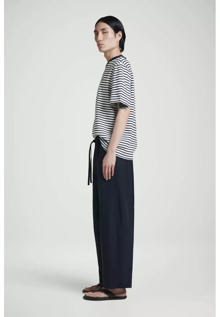 RELAXED-FIT BARREL-LEG DRAWSTRING TROUSERS