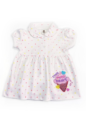Toffyhouse white and pink Toffyhouse Ice-cream Chillin Cotton Dress 81AF6KA170661CGS_1