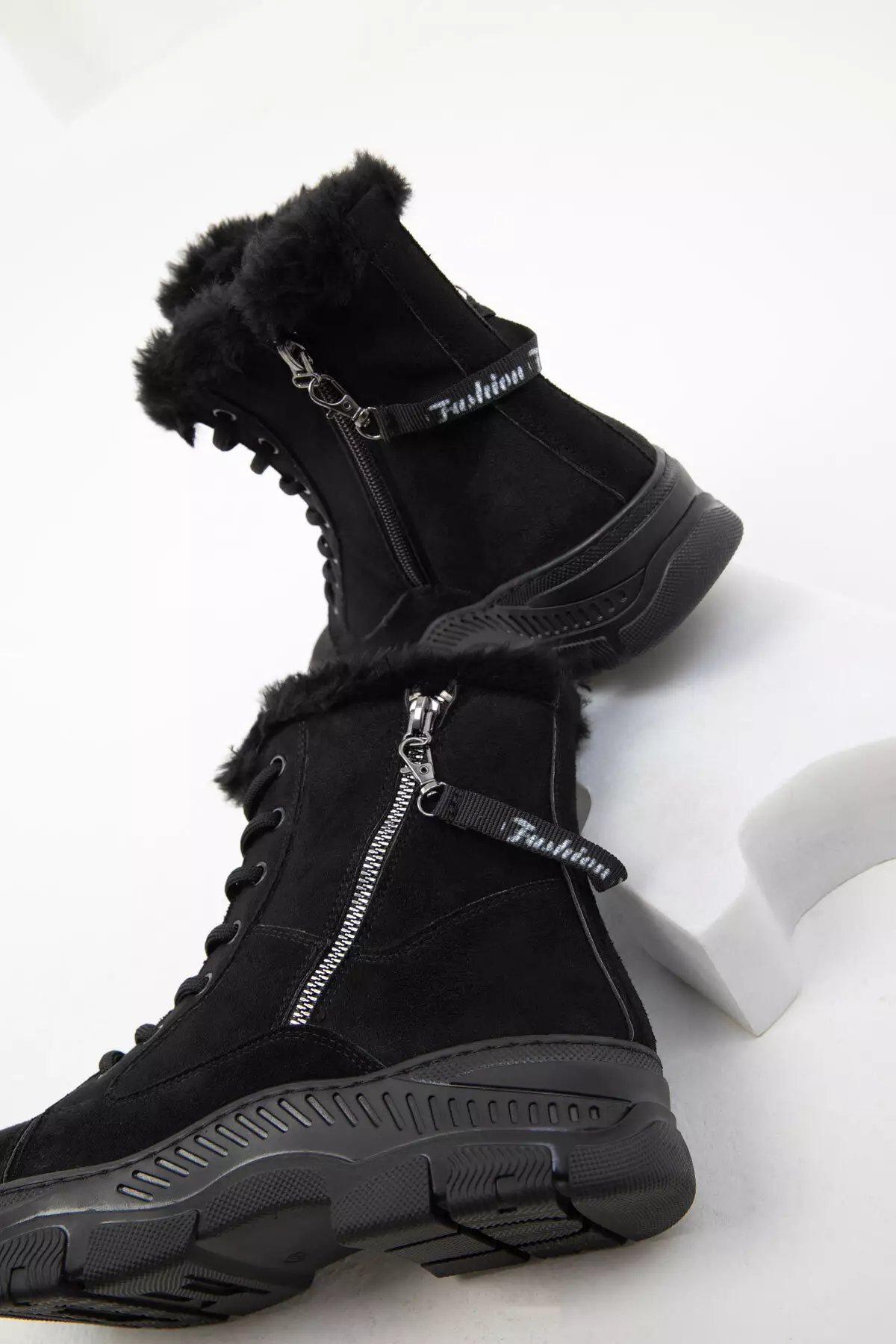 Women's Black Suede Boots - 20007 Model Bootie