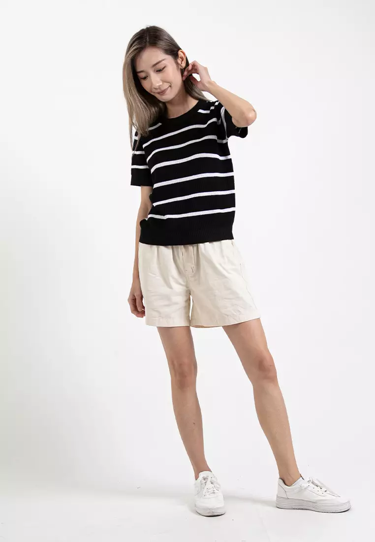 Forest Ladies Casual Cotton Short Pants Women Plain Drawstring Shorts - 865108-15Beige