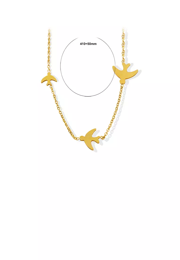 Simple and Cute Plated Gold 316L Stainless Steel Bird Necklace