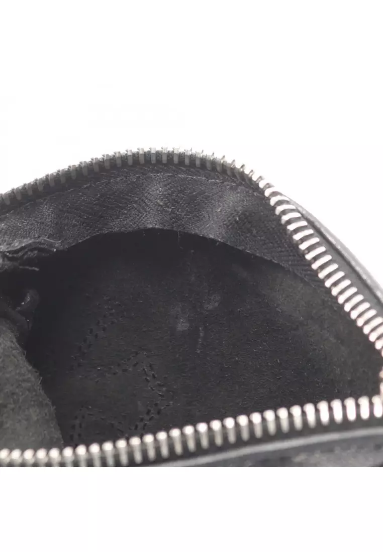 Pre-Loved Chrome Hearts cross patch Zipper change purse coin purse leather black
