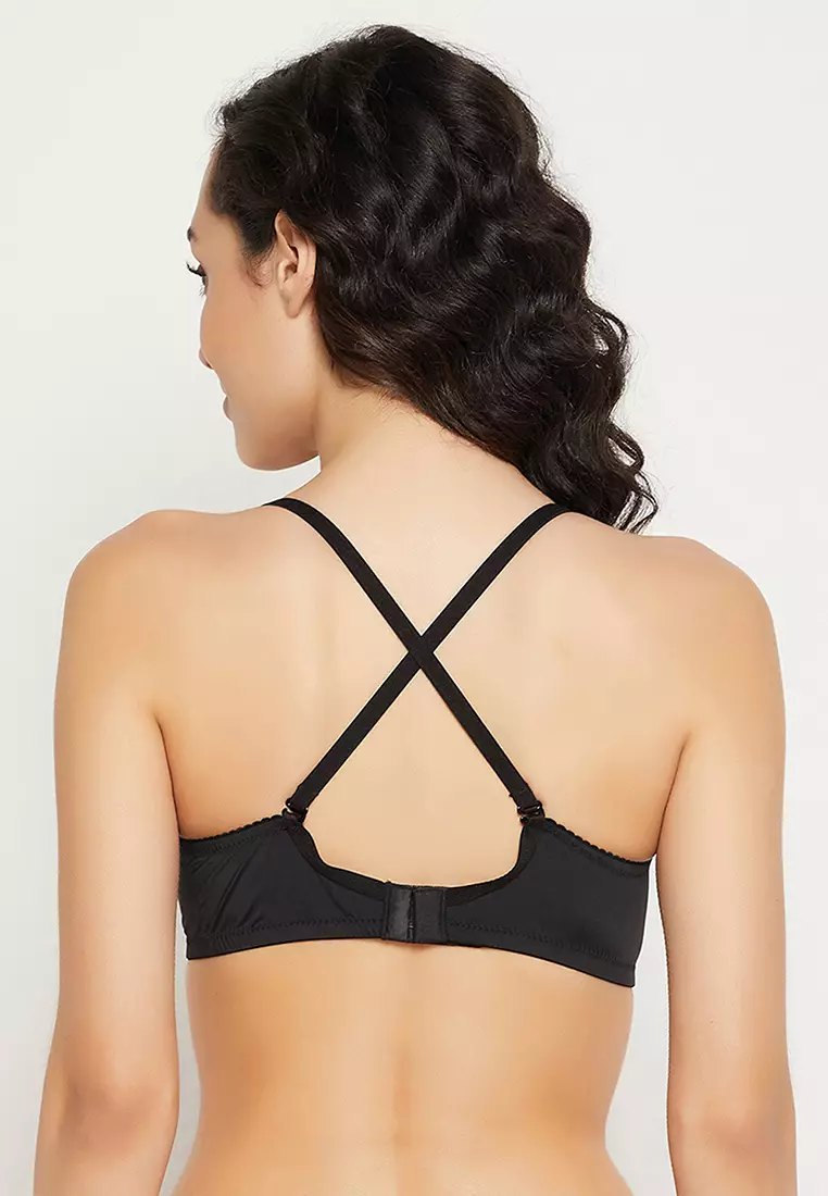 Clovia Padded Non-Wired Full Cup Multiway T-shirt Bra in Black
