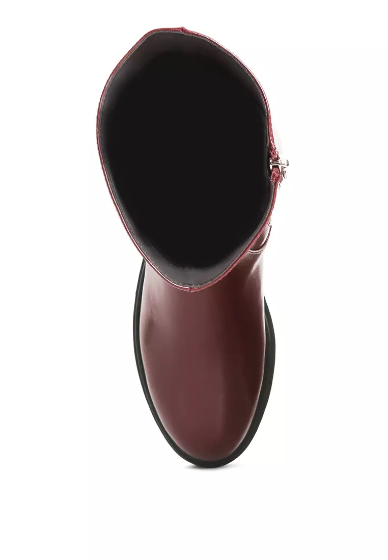 Burgundy, Lug Sole Boots berpanel